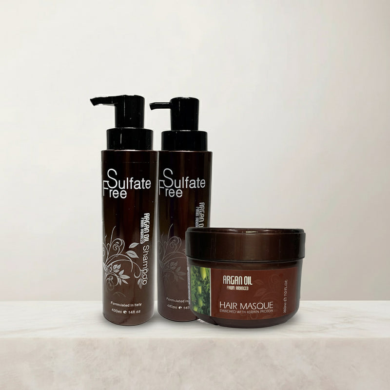 Argan Oil from Morocco Sulfate-Free Shampoo, Conditioner, and Keratin Treatment Pack