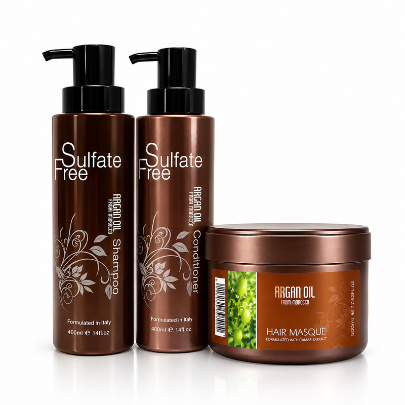 Argan Oil from Morocco Sulfate-Free Shampoo, Conditioner, and Keratin Treatment Pack