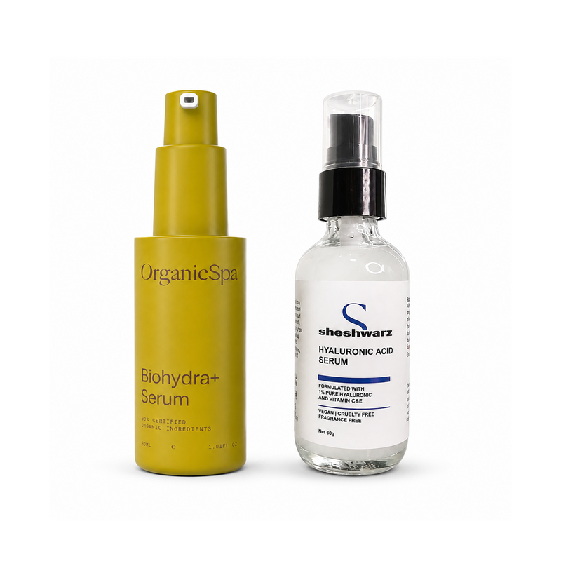 Hyaluronic Acid Serum Duo - Organic Spa Biohydra+ and Sheshwarz Hyaluronic Acid Serums