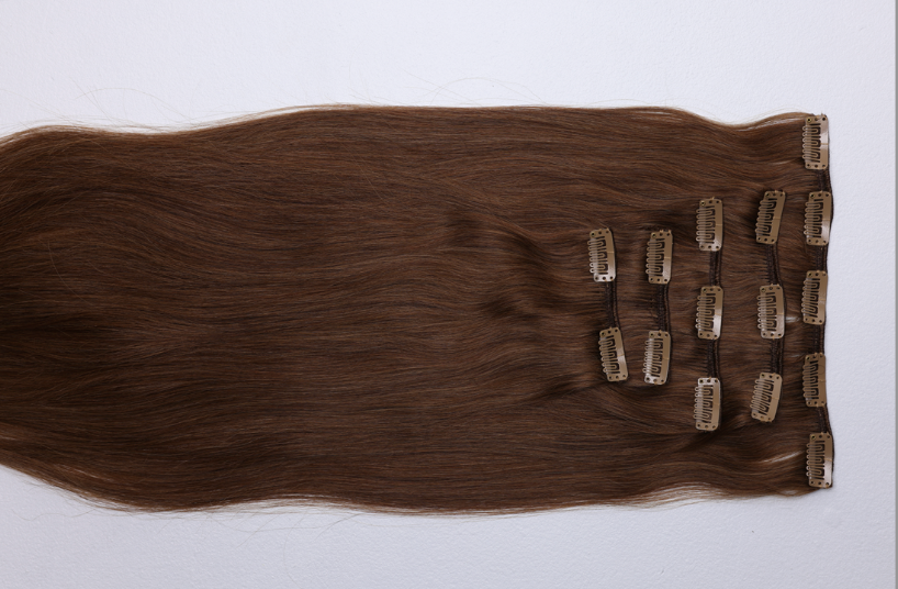 KM HAIR 5pc Clip-In Extensions - Sphinx (Middle Light Brown) 135g