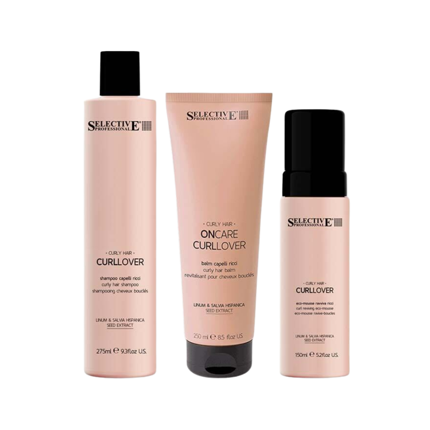 Selective Professional Curllover Bundle Shampoo 275ml, Conditioner 250ml, and Reviving Eco-Mousse 150ml