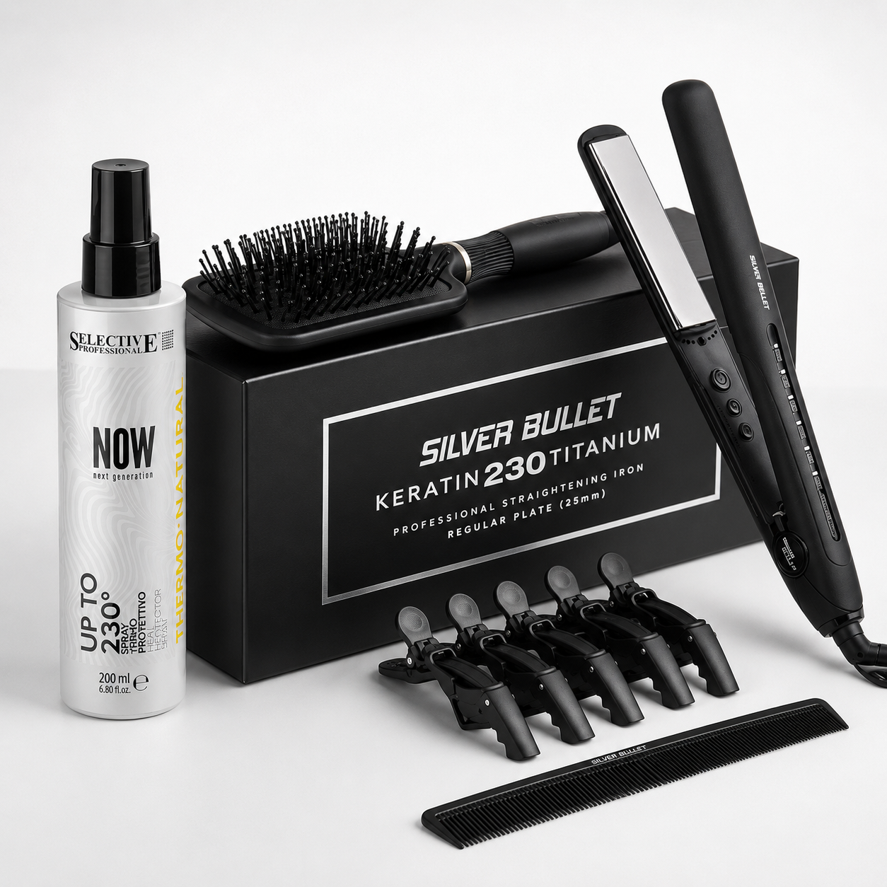 Silver Bullet Keratin 230 Titanium Hair Straightener with Free Heat Protector