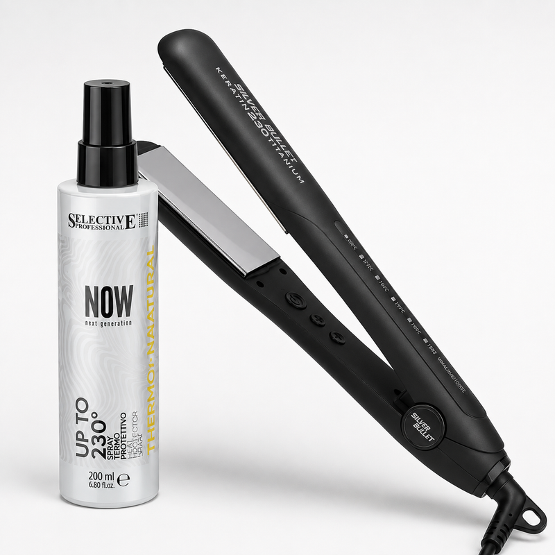 Silver Bullet Wide Plate Keratin 230 Titanium Hair Straightener with Free Heat Protector