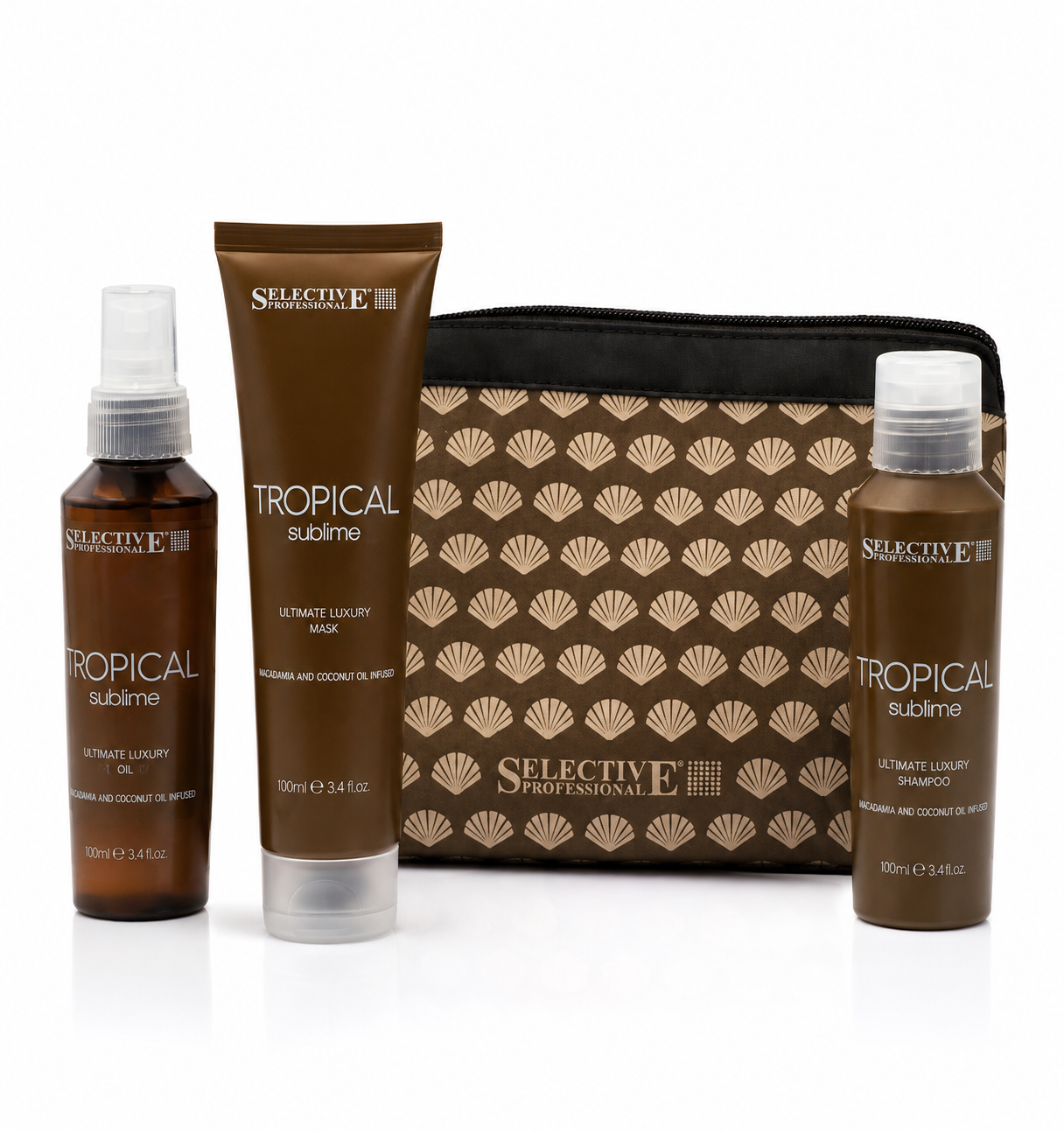 Selective Professional Tropical Kit - Travel Shampoo, Conditioner, and Spray Oil 3 x 100ml
