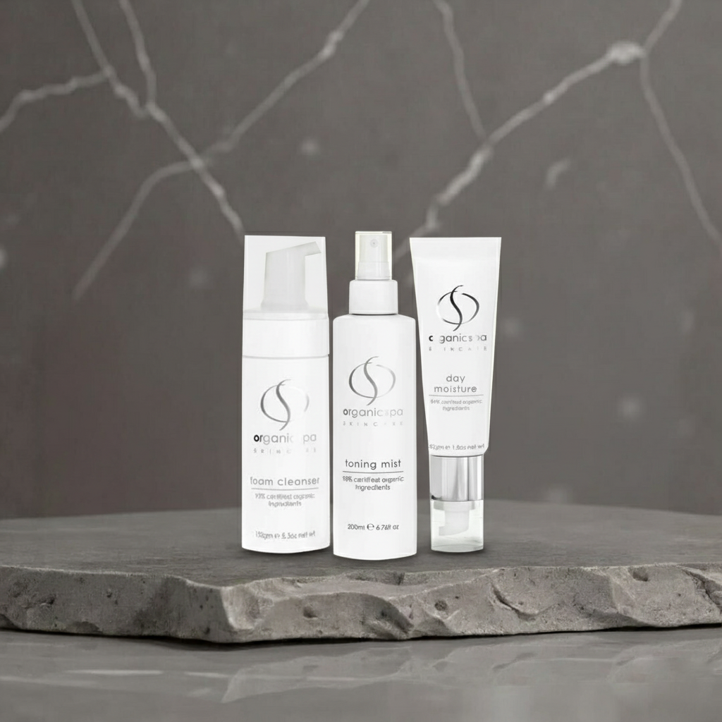 Organic Spa Foam Cleanser, Toning Mist & Day Moisture Pack