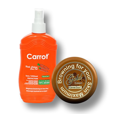 carrot sun tanning oil and gold tanning cream